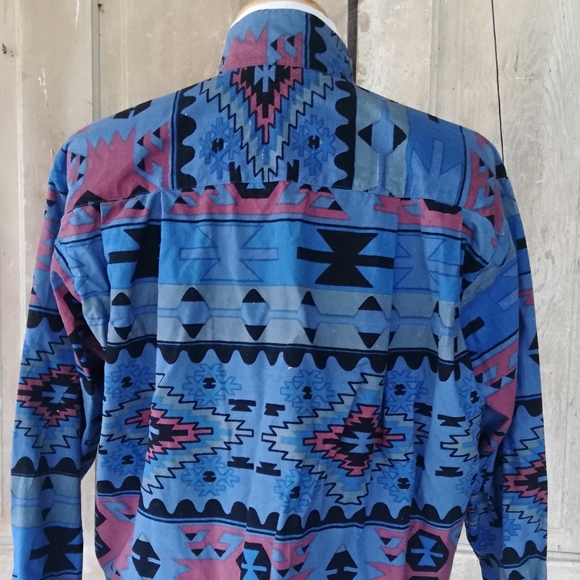 Vintage Blue Aztec Rodeo Shirt - Picture 4 of 7